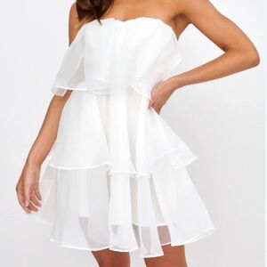 Abercrombie Organza Tiered Strapless Flowy Dress